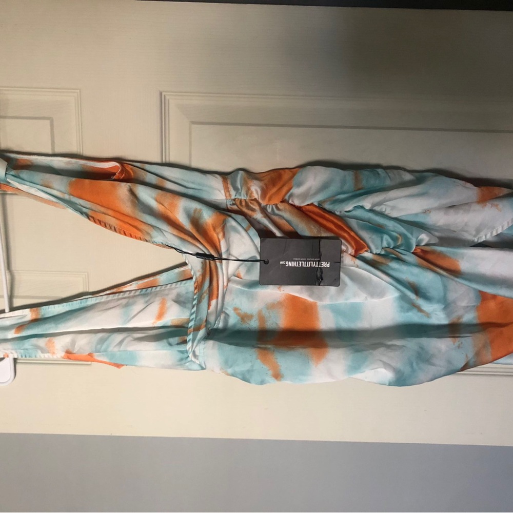 Pretty Little Thing Satin Plunge Wrap Bodycon Dress